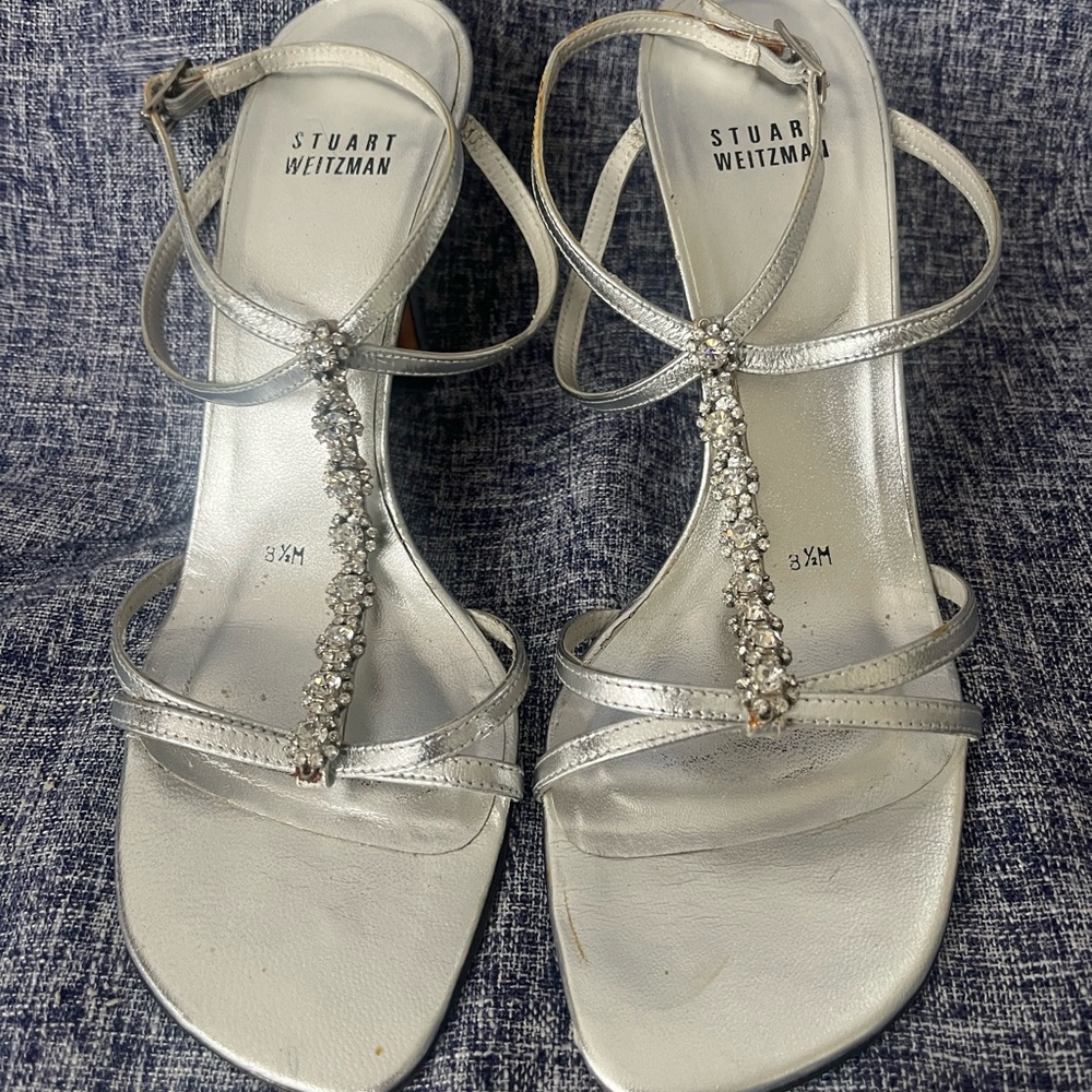 Stuart Weitzman Metallic Silver Heels